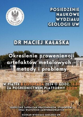 plakat – Posiedzenie Naukowe Wydziału Geologii w dniu 08.11.2024