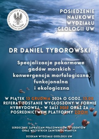 plakat – Posiedzenie Naukowe Wydziału Geologii w dniu 13.12.2024