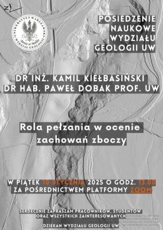 plakat – Posiedzenie Naukowe Wydziału Geologii w dniu 10.01.2025