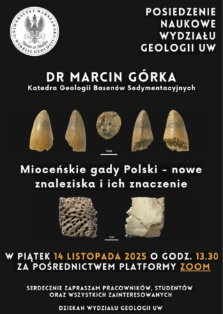 plakat – Posiedzenie Naukowe Wydziału Geologii w dniu 14.11.2025