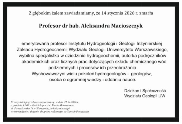 nekrolog – prof. dr hab. Aleksandra Macioszczyk